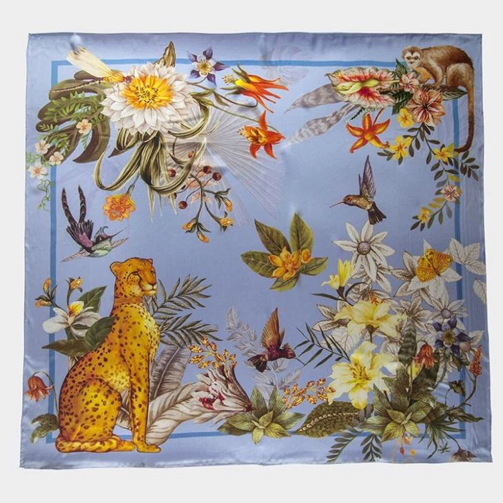 China Custom Double Sided Printed Silk Scarf Manufacturers